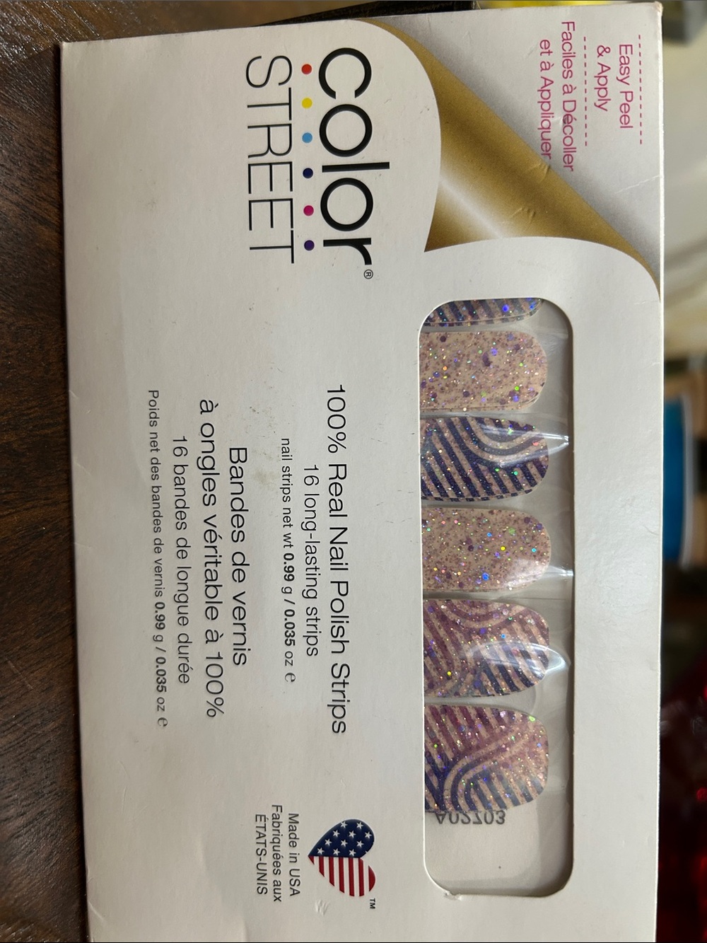 Color Street Icicle Aura Glitter Pink, Blue & Purple Chevron Nail Strips